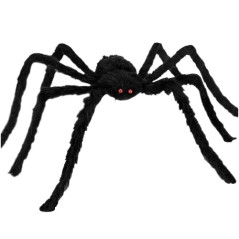 Paianjen artificial pentru decor de Halloween, picioare flexibile, ochi rosii, 50x50 cm, negru