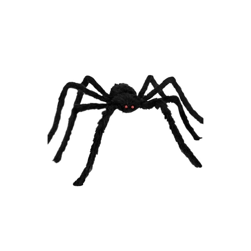 Paianjen artificial pentru decor de Halloween, picioare flexibile, ochi rosii, 50x50 cm, negru