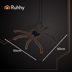 Paianjen artificial pentru decor de Halloween, picioare flexibile, ochi rosii, 50x50 cm, negru
