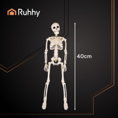 Decoratiune Halloween, schelet suspendat, oase mobile, inaltime 40 cm, alb