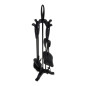 Set 4 accesorii pentru semineu, aspect vintage, suport depozitare, lungime ustensile 42 cm, otel