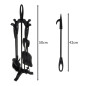 Set 4 accesorii pentru semineu, aspect vintage, suport depozitare, lungime ustensile 42 cm, otel