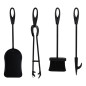 Set 4 accesorii pentru semineu, aspect vintage, suport depozitare, lungime ustensile 42 cm, otel