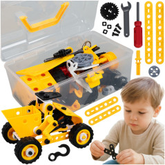 Set de constructie vehicule, 100 blocuri 3D, unelte si accesorii incluse, multicolor
