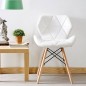 Scaun bucatarie, stil scandinav, tapiterie piele ecologica, picioare din lemn, alb, RESIGILAT