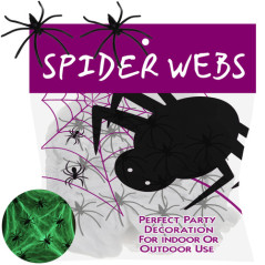 Panza de paianjen fluorescenta, 20 paianjeni 3x3 cm, decor Halloween, alb/negru