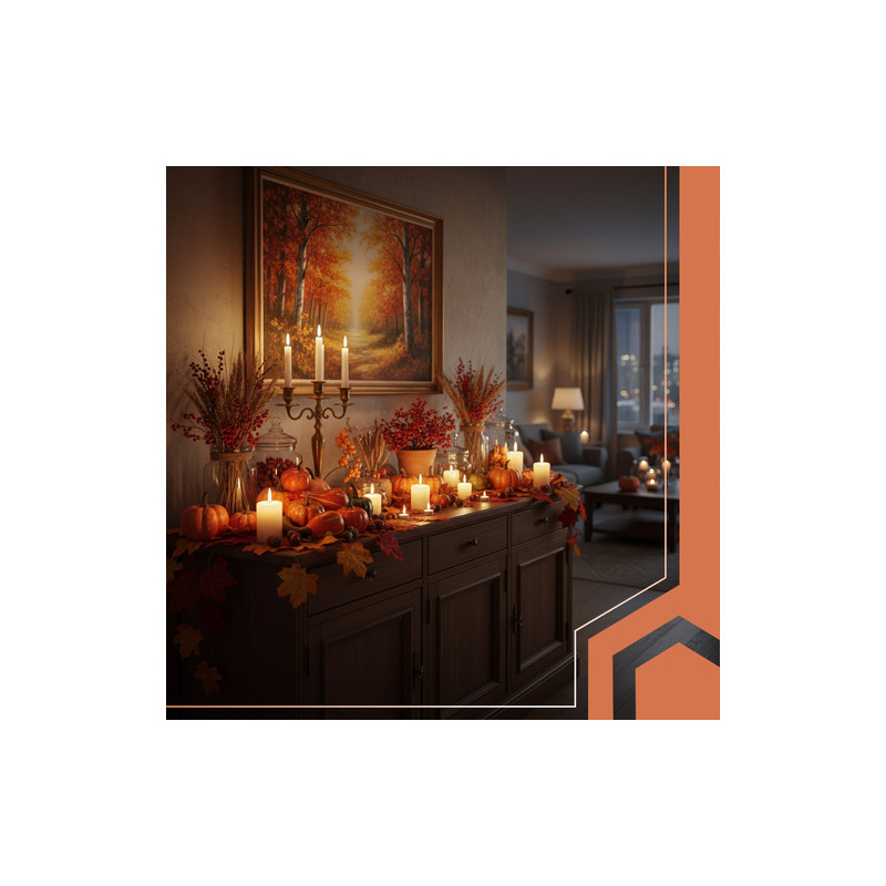 Decoratiuni artificiale, frunze, dovleci, ghinde, tematica toamna