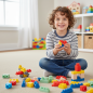 Set 80 blocuri de constructii din cauciuc, senzoriale, husa de depozitare cu maner, multicolor