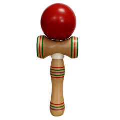 Joc Kendama, din lemn, bila rosie, 20 x 7 x 6 cm