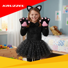 Costum pisicuta, set 7 piese, fusta si accesorii, universal fetite 3-10 ani
