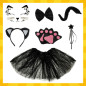 Costum pisicuta, set 7 piese, fusta si accesorii, universal fetite 3-10 ani