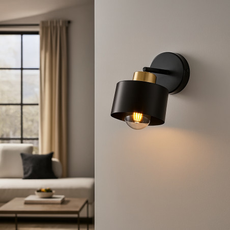 Aplica LED Elza, putere maxima 35W, soclu E27, reglabila, negru auriu