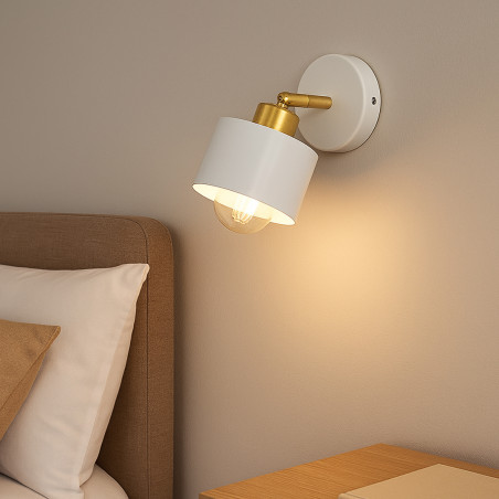 Aplica LED Elza, putere 35W, 1 soclu E27, rotatie 350 grade, inclinare verticala 90 grade, alb si auriu