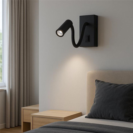 Lampa de perete, LED COB, lumina alb neutra, 150 lm, flexibila, negru