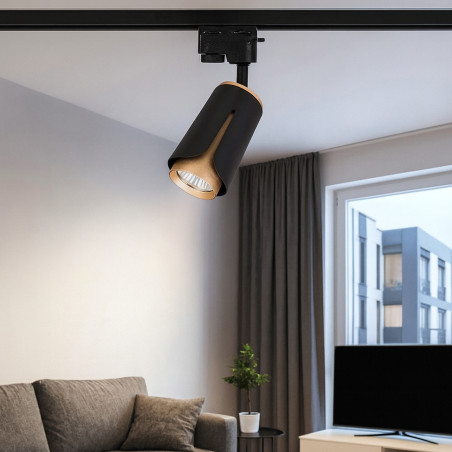 Reflector pe sina monofazata, rotire la 360 grade, GU10, 35W, 53 x 70 x 115 mm, aluminiu, otel, PC