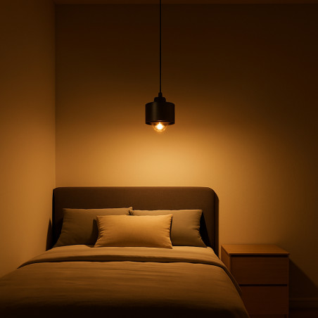 Aplica LED 1 soclu E27, pentru interior, IP20, cablu 1 m, negru