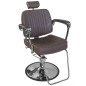 Scaun de frizerie, inaltime reglabila hidraulic, baza cromata, piele eco, latime sezut 51 cm, maro mat