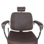 Scaun de frizerie, inaltime reglabila hidraulic, baza cromata, piele eco, latime sezut 51 cm, maro mat