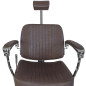 Scaun de frizerie, inaltime reglabila hidraulic, baza cromata, piele eco, latime sezut 51 cm, maro mat