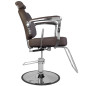 Scaun de frizerie, inaltime reglabila hidraulic, baza cromata, piele eco, latime sezut 51 cm, maro mat