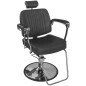 Scaun de frizerie, inaltime reglabila, suport picioare, tapiterie piele eco, baza cromata, negru mat Scaun de frizerie, inaltime reglabila, suport picioare, tapiterie piele eco, baza cromata, negru mat