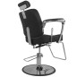 Scaun de frizerie, inaltime reglabila, suport picioare, tapiterie piele eco, baza cromata, negru mat Scaun de frizerie, inaltime reglabila, suport picioare, tapiterie piele eco, baza cromata, negru mat