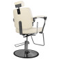 Scaun frizerie, piele ecologica crem, inaltime reglabila 49-62 cm, suport picioare, baza cromata Scaun frizerie, piele ecologica crem, inaltime reglabila 49-62 cm, suport picioare, baza cromata