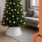 Suport decorativ brad Craciun, husa 60 cm, fixare cu velcro, universal, alb cu paiete argintii Suport decorativ brad Craciun, husa 60 cm, fixare cu velcro, universal, alb cu paiete argintii