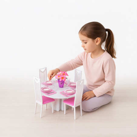 Set mobilier casa de papusi, tacamuri, accesorii, 43 piese, multicolor