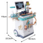 Statie medicala pentru copii, 26 piese, carucior cu ECG si radiografie, accesorii medicale, baterii, 115 x 25.5 x 46.5 cm