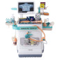 Statie medicala pentru copii, 26 piese, carucior cu ECG si radiografie, accesorii medicale, baterii, 115 x 25.5 x 46.5 cm
