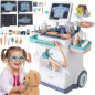 Statie medicala pentru copii, 26 piese, carucior cu ECG si radiografie, accesorii medicale, baterii, 115 x 25.5 x 46.5 cm