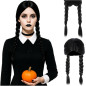 Peruca decorativa pentru Halloween, doua codite impletite, par sintetic negru Peruca decorativa pentru Halloween, doua codite impletite, par sintetic negru