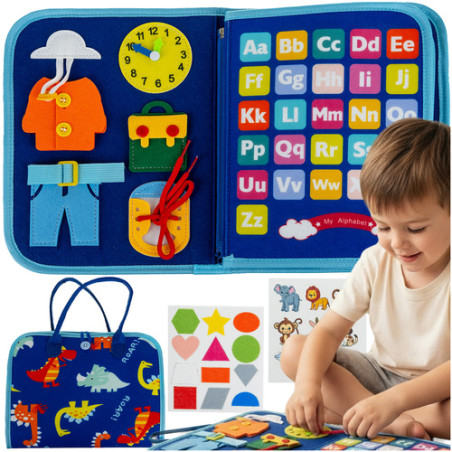 Carte senzoriala educativa, activitati 7 in 1, multicolor