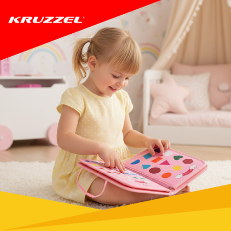 Carte senzoriala 7 in 1, diverse elemente educative, tematica unicorn, fetru multicolor
