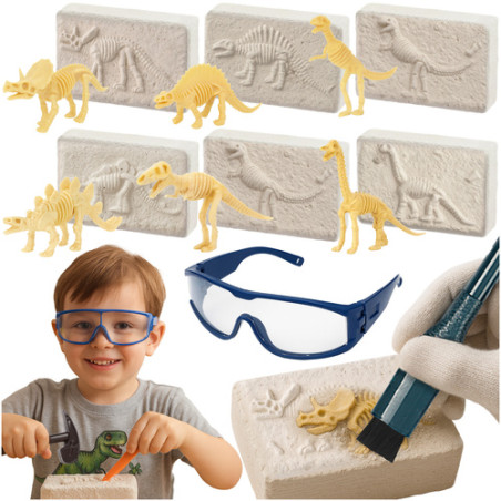 Set educational paleontologic, micul arheolog, 6 dinozauri si accesorii incluse, 3 ani+