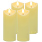Set 4 lumanari LED, efect de flacara palpaitoare alb-cald, IP20, diametru 5 cm, baterii, bej