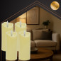 Set 4 lumanari LED, efect de flacara palpaitoare alb-cald, IP20, diametru 5 cm, baterii, bej