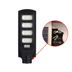 Lampa solara stradala 100W, senzor miscare, lumina alb rece 6500K, 3 moduri iluminare, telecomanda, aluminiu, RESIGILAT