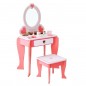 Set masa de toaleta pentru fetite, 92x34x49 cm, scaun si oglinda, accesorii par si machiaj, lemn roz, RESIGILAT