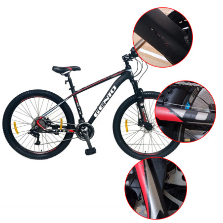 Bicicleta Mountain Bike 27.5 inch, schimbator 27 viteze, cadru aluminiu, frane hidraulice, rosu, Genio, RESIGILAT