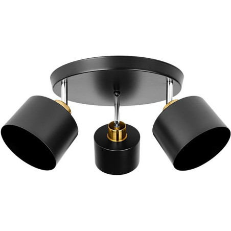 Aplica LED, 3 socluri E27, unghi reglabil, diametru baza 30 cm, negru