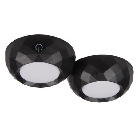 Lumina LED pentru bucatarie/mobilier, set 2 x LED 4000K, intensitate reglabila, 75 x 75 x 33 mm, negru