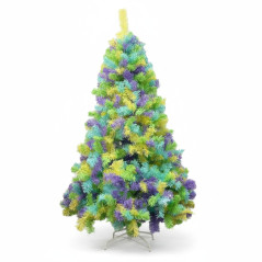 Brad artificial multicolor, 1260 ramuri, inaltime 180 cm, suport metalic inclus