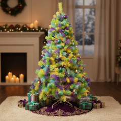 Brad artificial multicolor, 1260 ramuri, inaltime 180 cm, suport metalic inclus