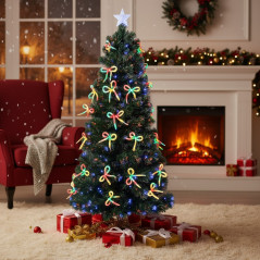 Brad artificial Craciun, fibra optica multicolor, 36 funde, stea in varf, inaltime 180 cm