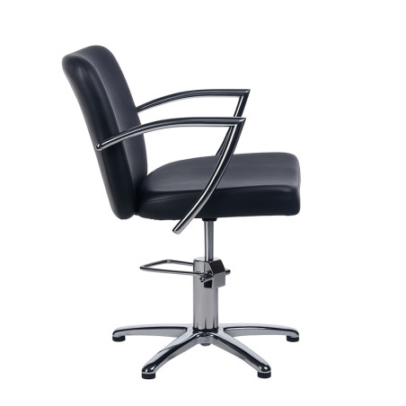 Scaun de coafor, baza cromata, tapiterie piele eco, inaltime reglabila , latime 52 cm, negru