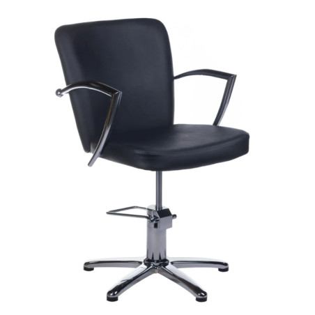 Scaun de coafor, baza cromata, tapiterie piele eco, inaltime reglabila , latime 52 cm, negru