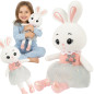 Iepuras de plus, inaltime 45 cm, figurina alb si roz
