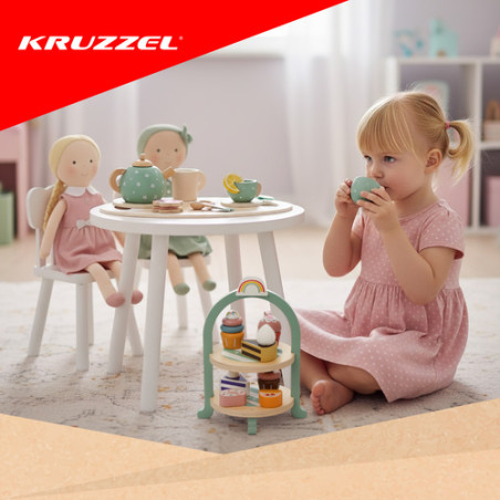 Set accesorii de cofetarie copii, ceai, suport tort, lemn multicolor